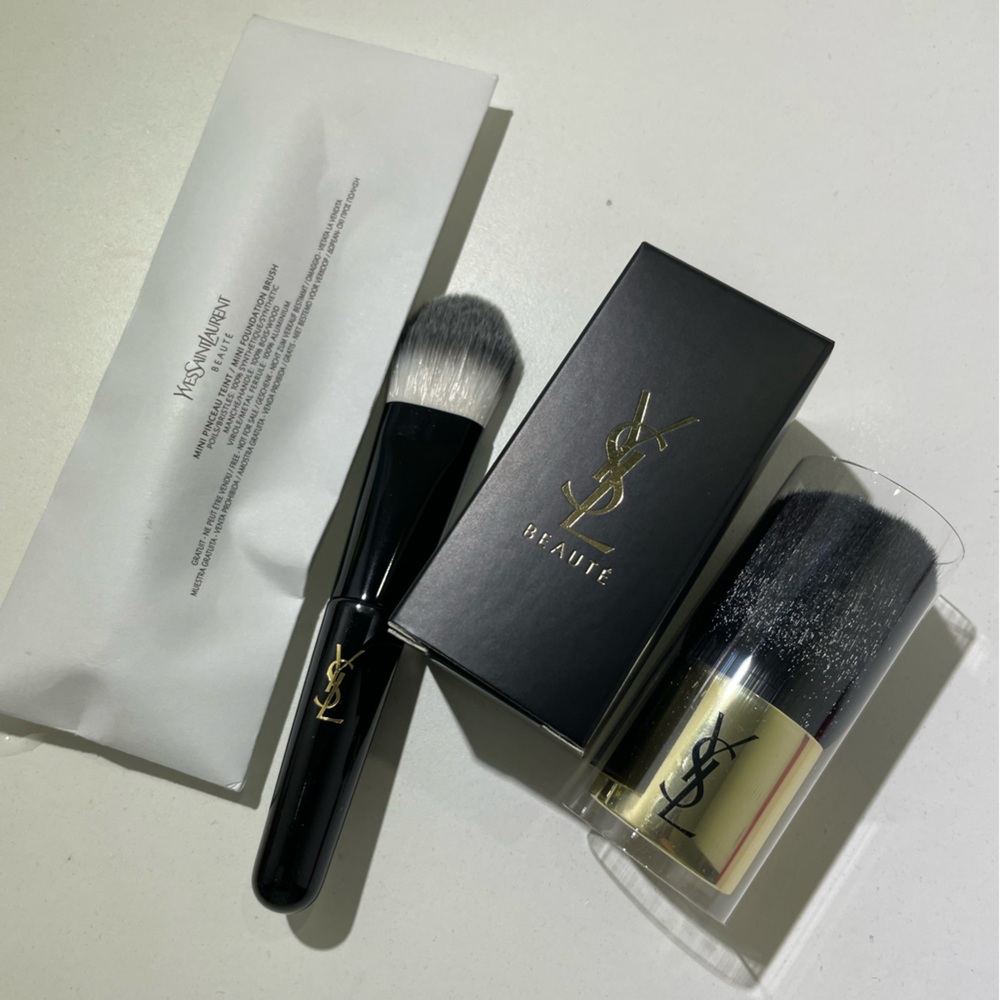 Yves Saint Laurent Black and Silver Makeup Brush Set